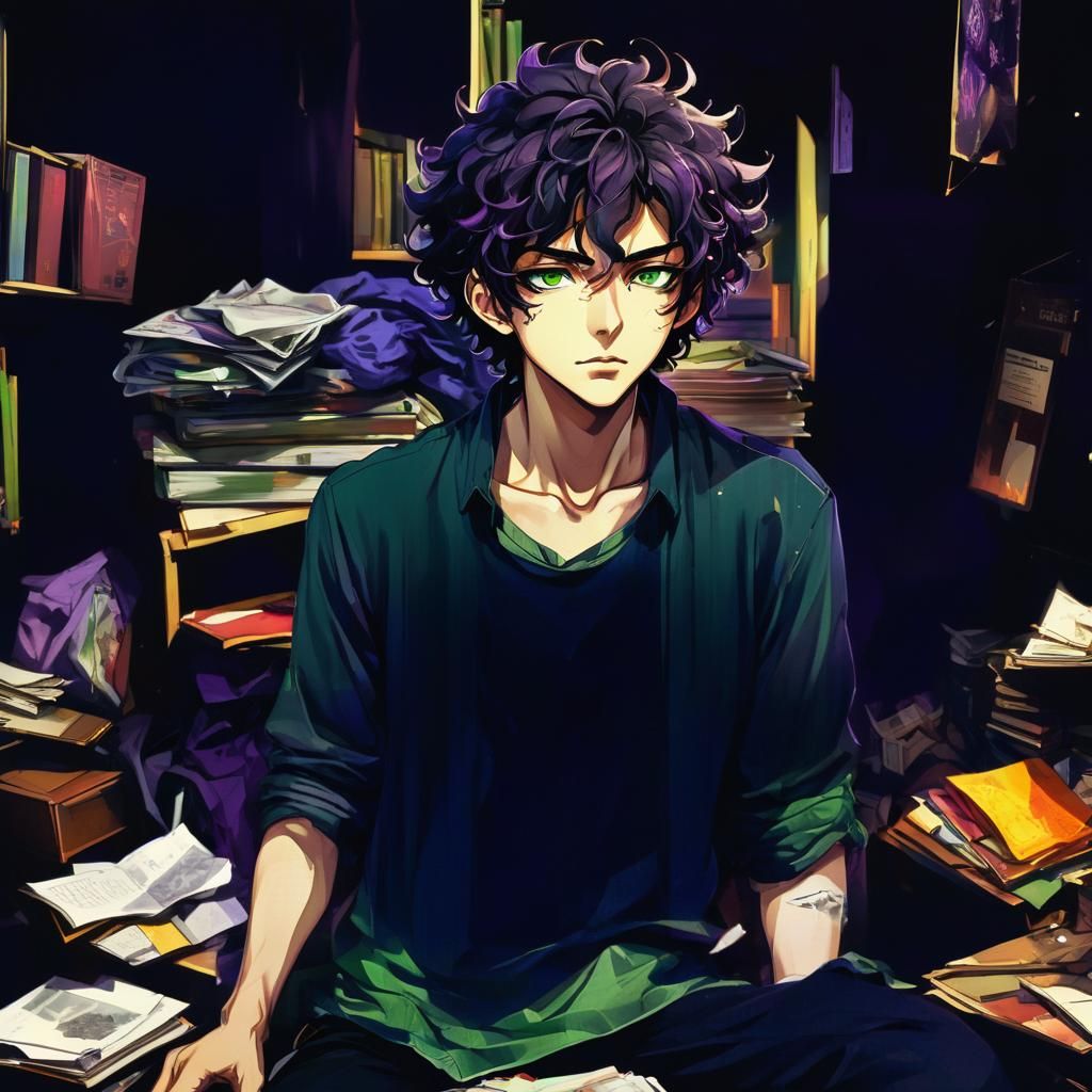 Chiseled Anime Hero Basks in Moody Atmosphere