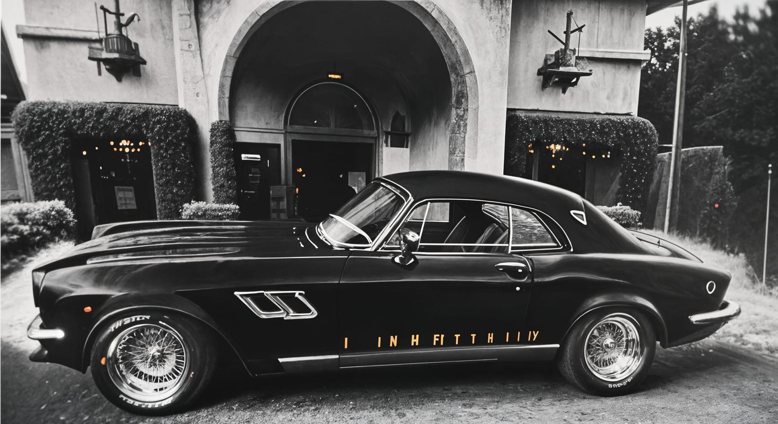 Retro Black Coupe in English Garden