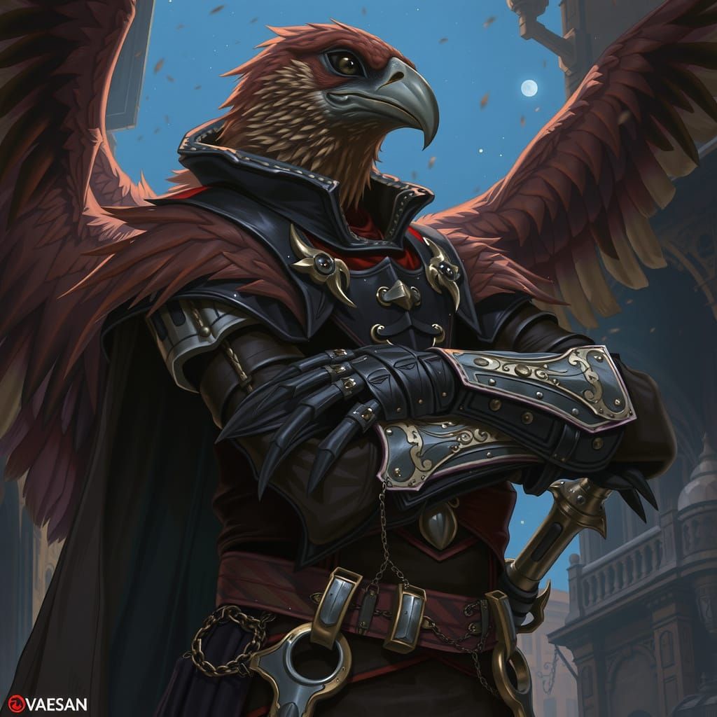 Mysterious Aarakocra Lord in Dark Fantasy Style