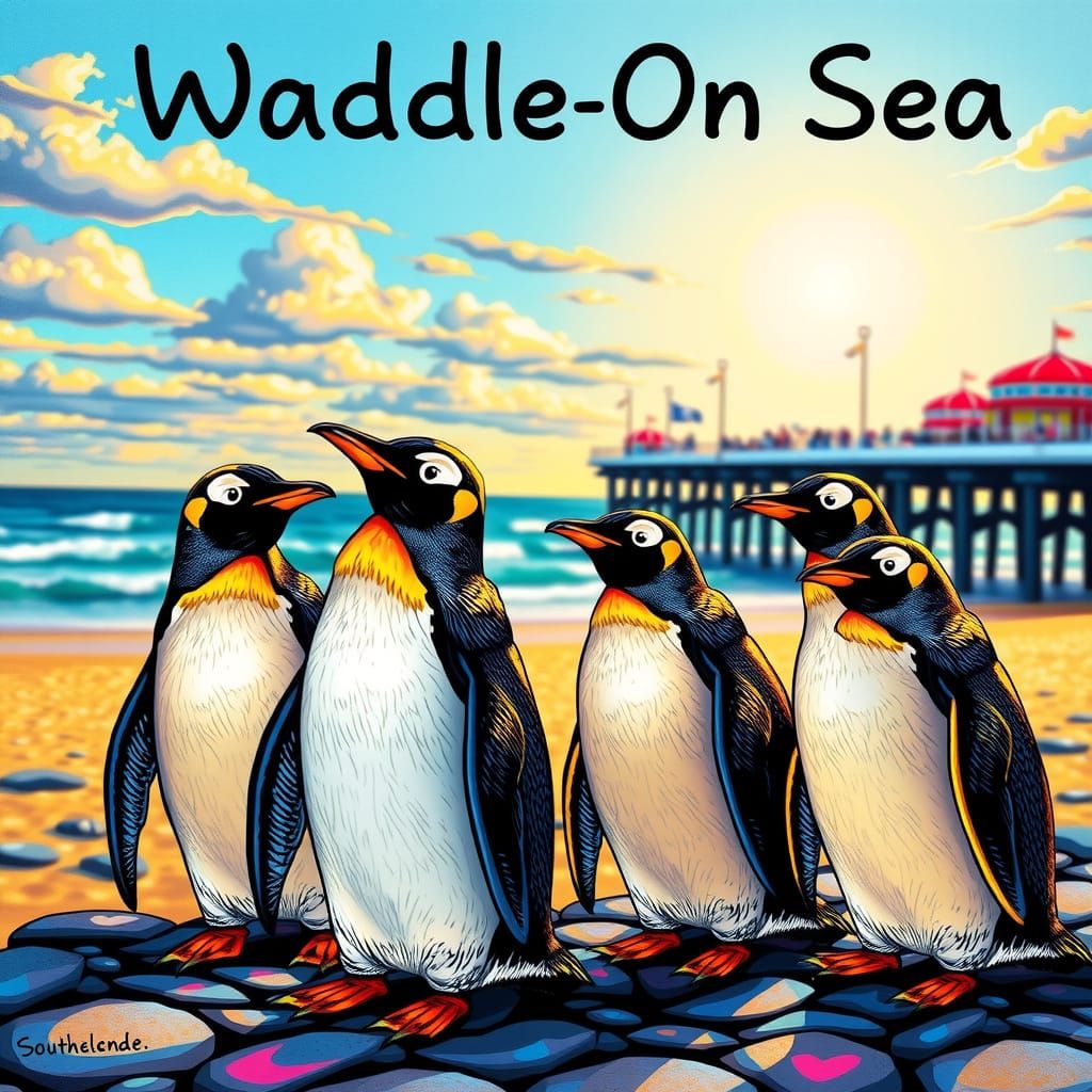 Penguin Art Poster in Southend-on-Sea, Playful Styles