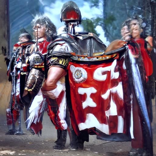 Roman Legionaries Marching Through Wasteland in Oil Painting