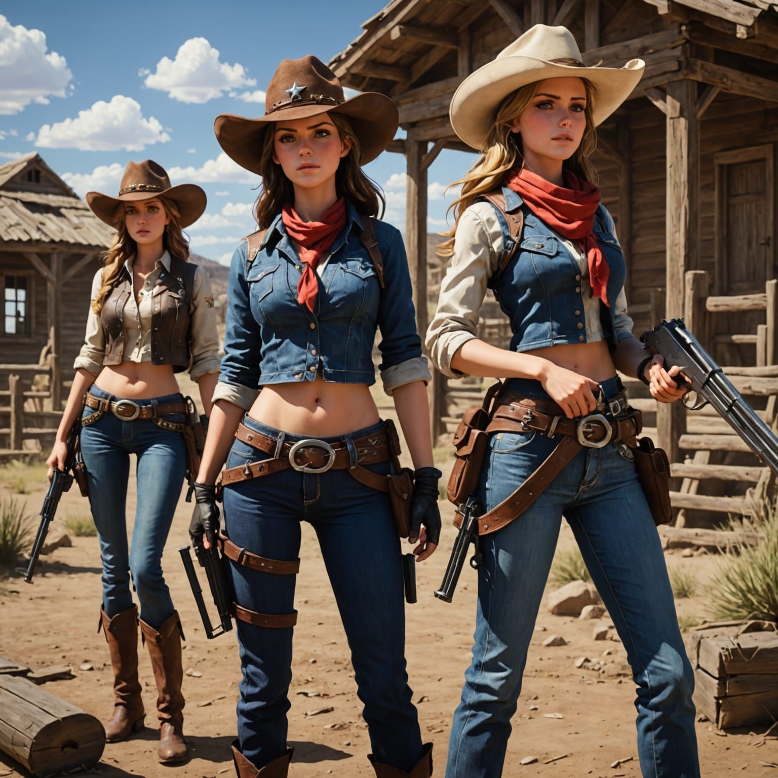 Cowgirls From Hell in 3D Anime Style
