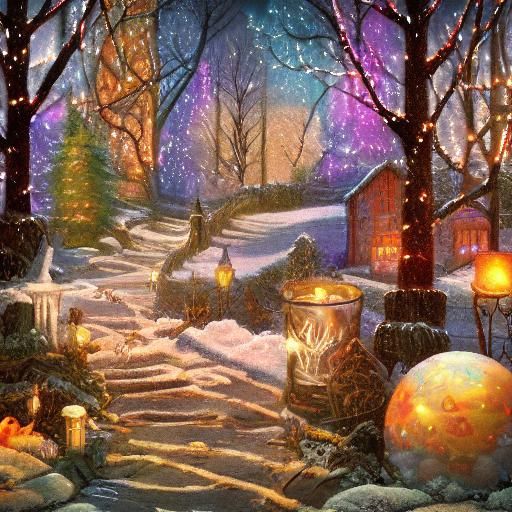 Magical Winter Dreamscape with Fairy Lights