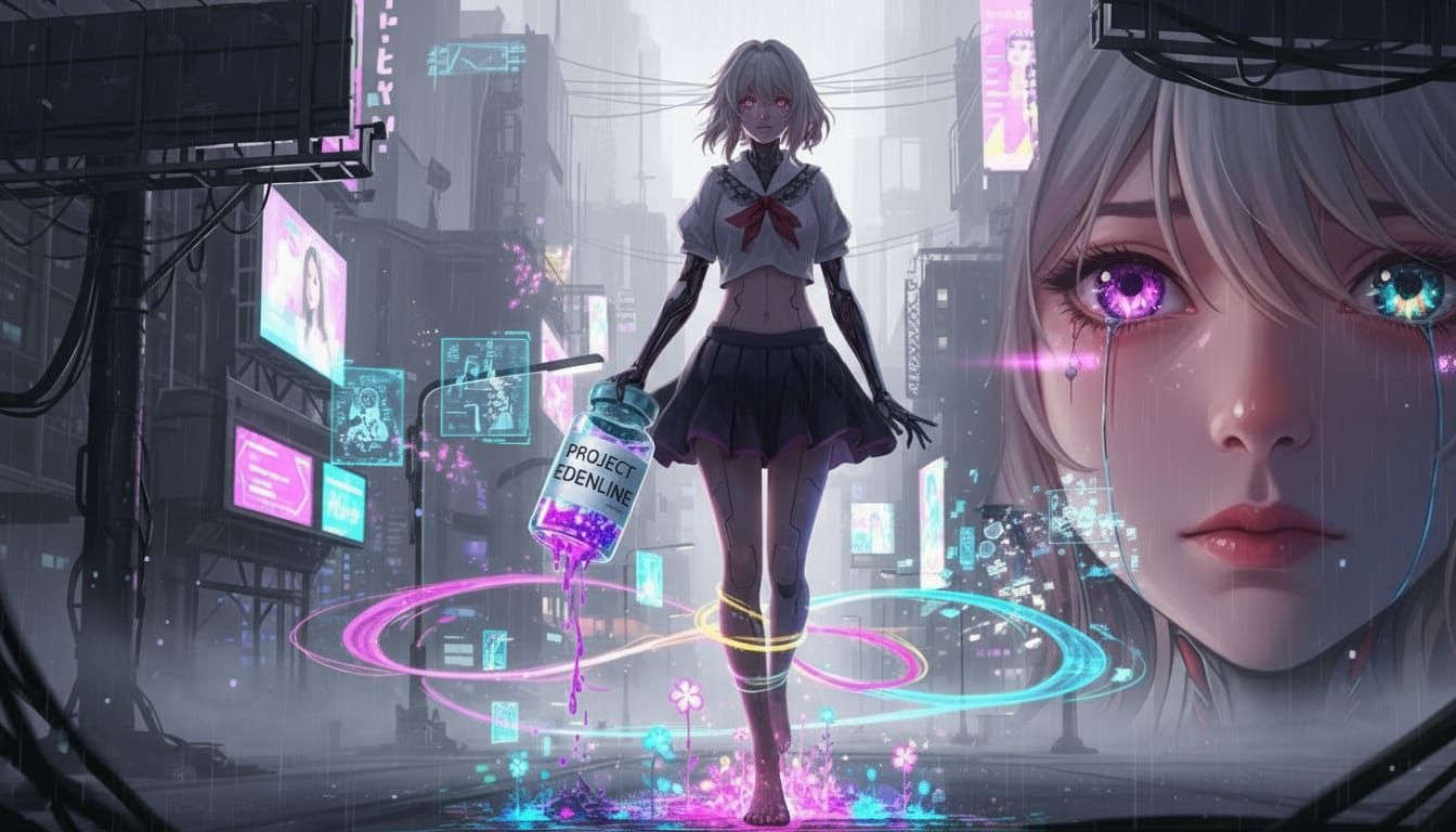 Anime Girl Restores Color to Grayscale City