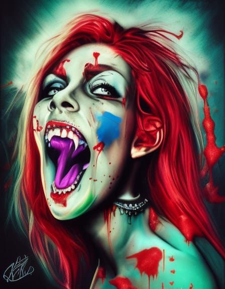 Vampire Woman in Graffiti Art Style