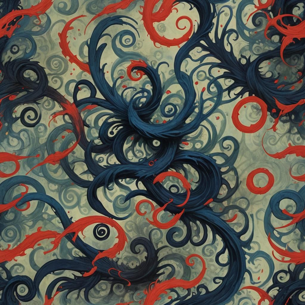 Surreal Alien Metamorphosis with Whirling Brushstrokes