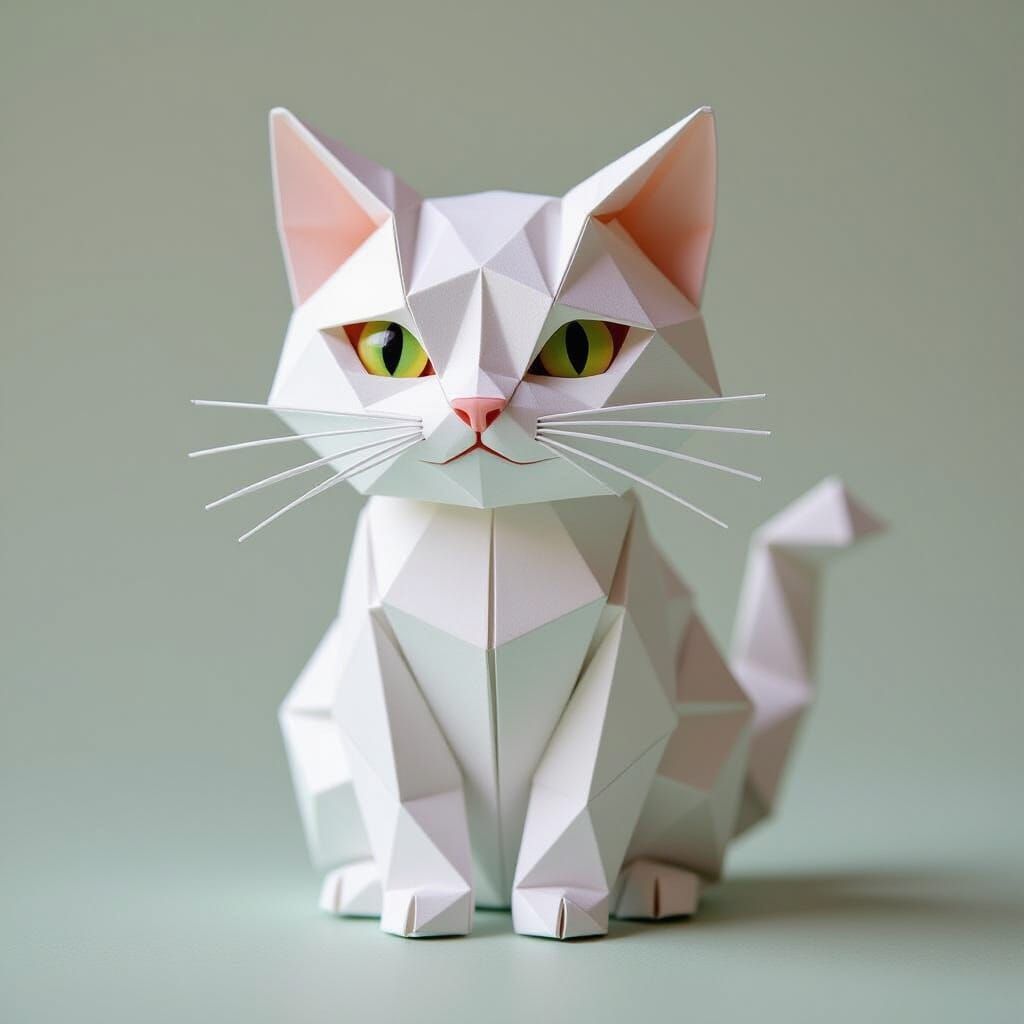 Origami Paper Cat in Soft Focus