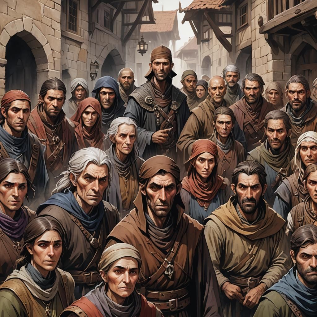 Terrified Barovian Villagers: Watercolor Fantasy Concept Art