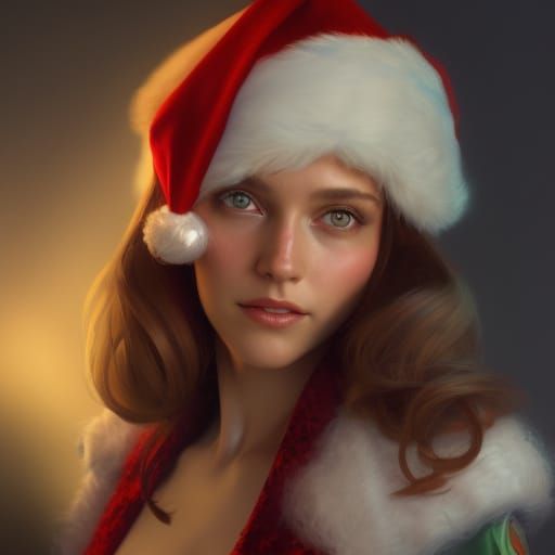 Mrs. Claus Portrait in Hyperdetailed Digital Art