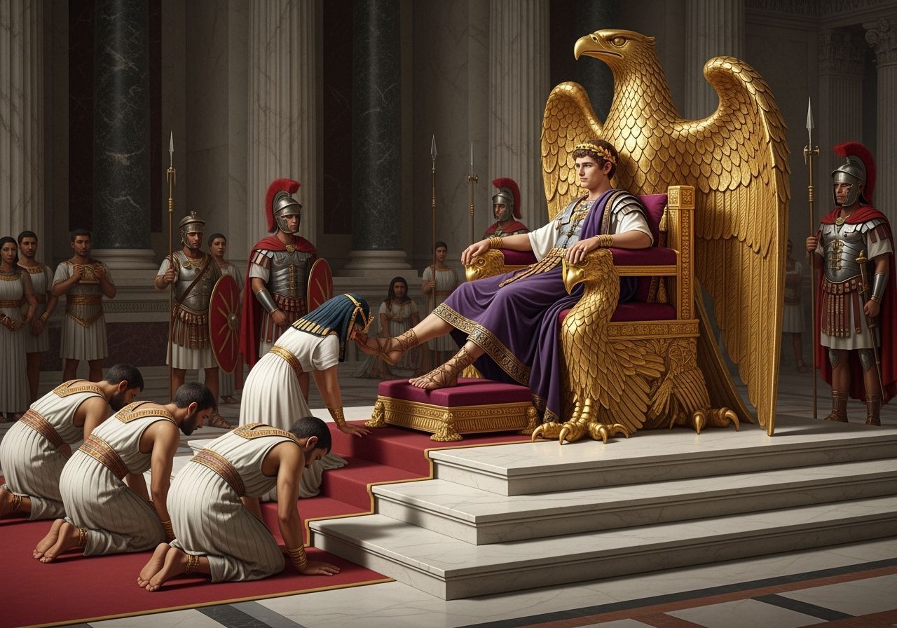 Emperor Nero Reclining on a Massive Golden Eagle Throne