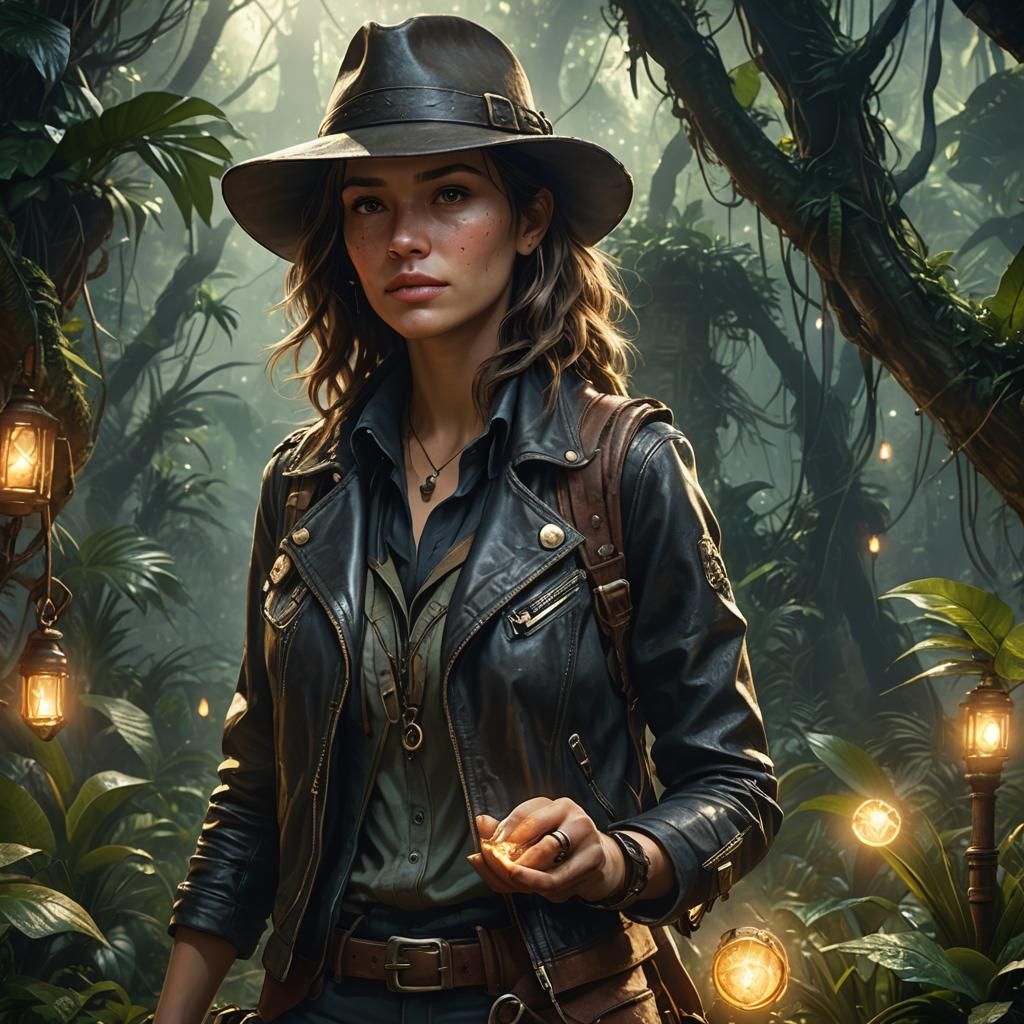 Female Explorer in Jungle Concept Art