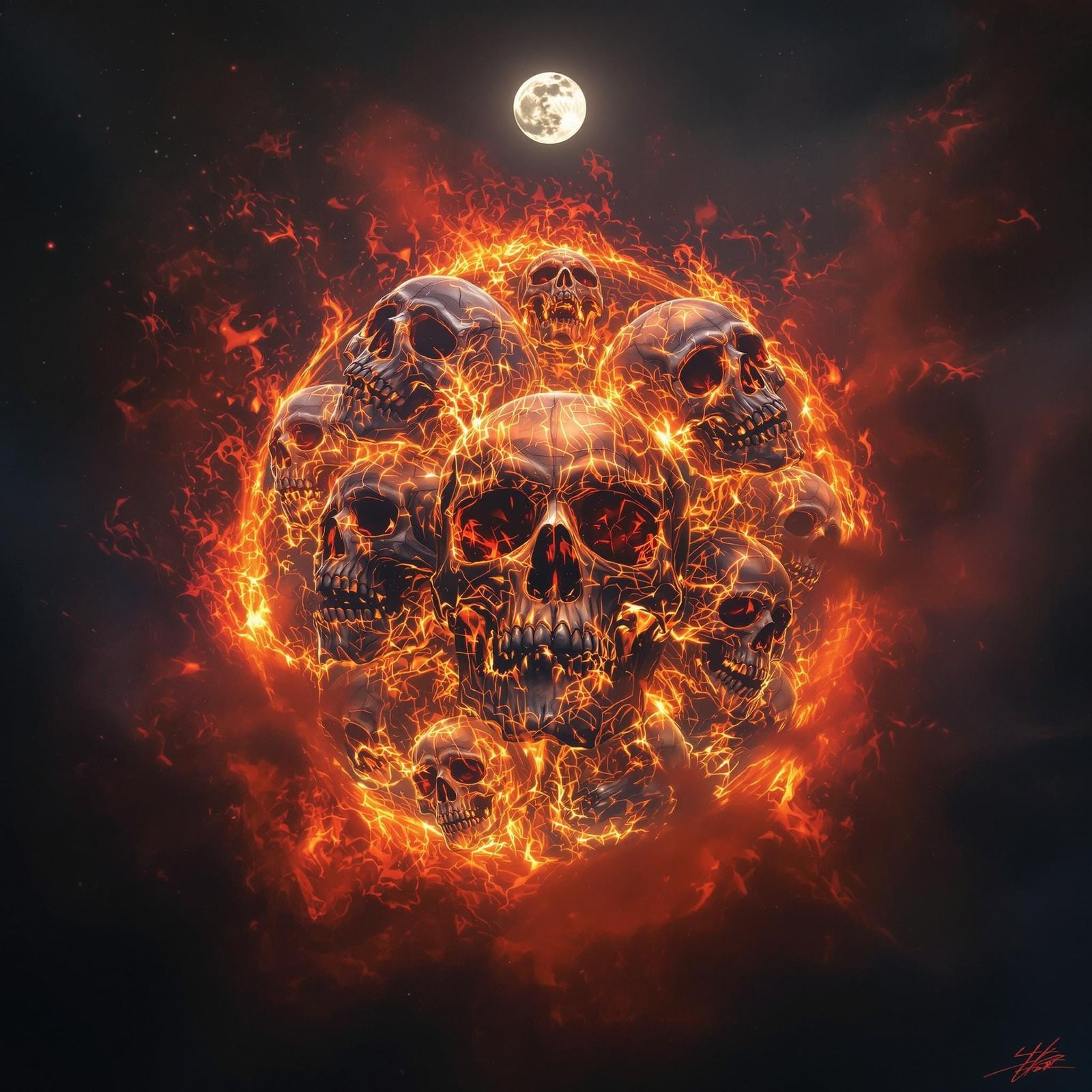 Quantum Singularity with Drifting Skulls in Sci-Fi Style