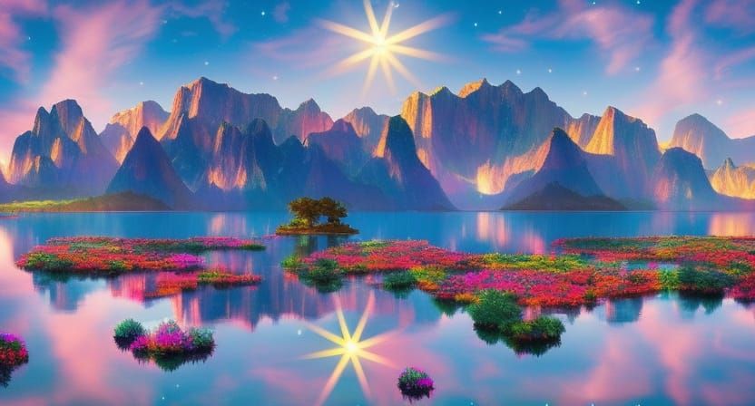 Radiant Moonscape with Starry Waterfalls: Dreamcore Fantasy