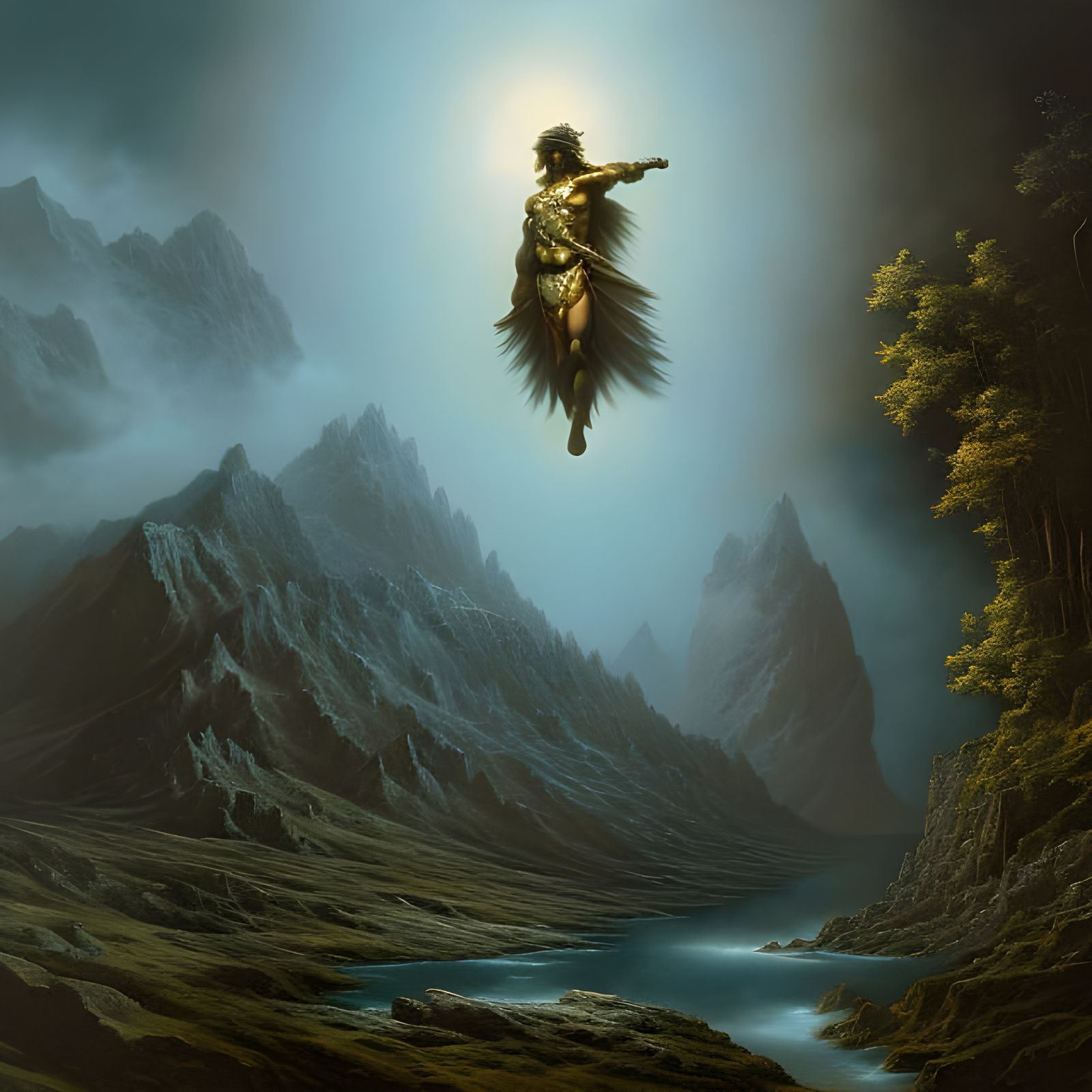 Atlas Holding the World in Oil Painting