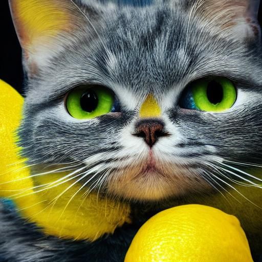 Hyperrealistic Lemon and Kitty in Splash Art Style