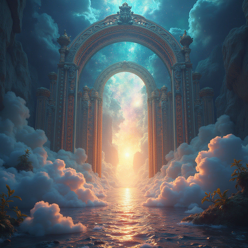 Ethereal Gateway to Akashic Records in Dreamlike Style