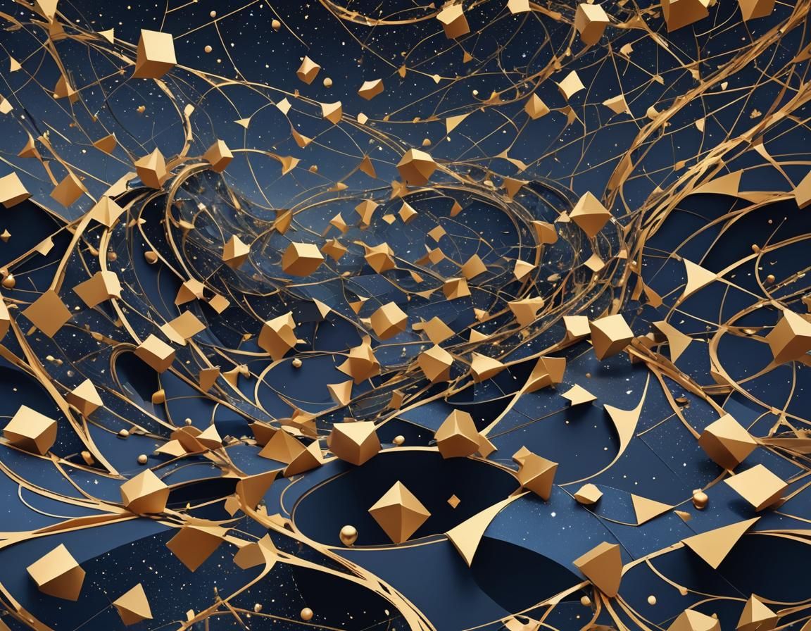 Surreal Cosmic Landscape with Ascending Geometric Path