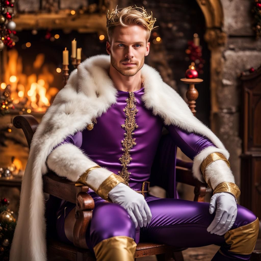 Medieval Blond King in Christmas Castle