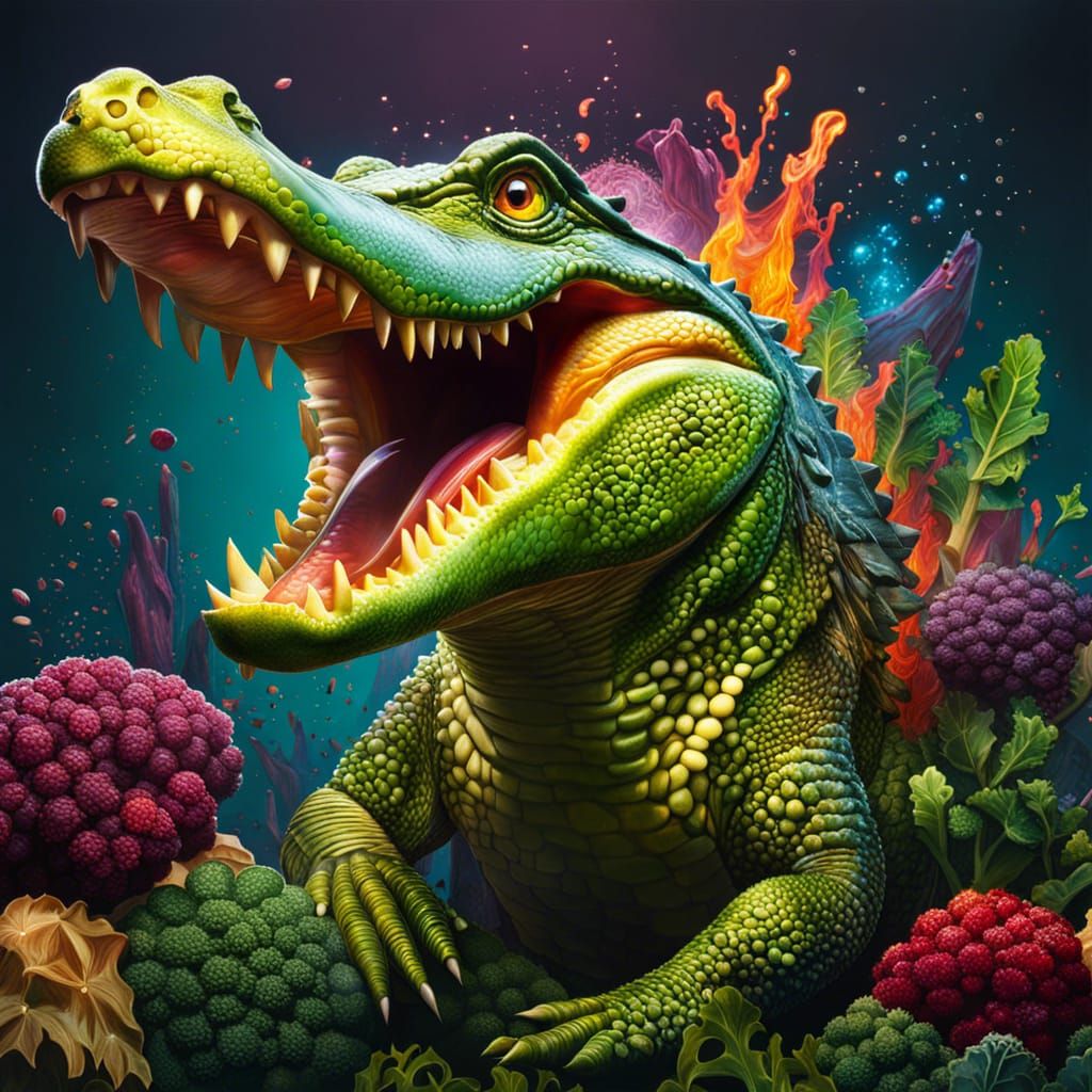 Hyperrealistic Broccodile: A Crocodile Broccoli Mashup