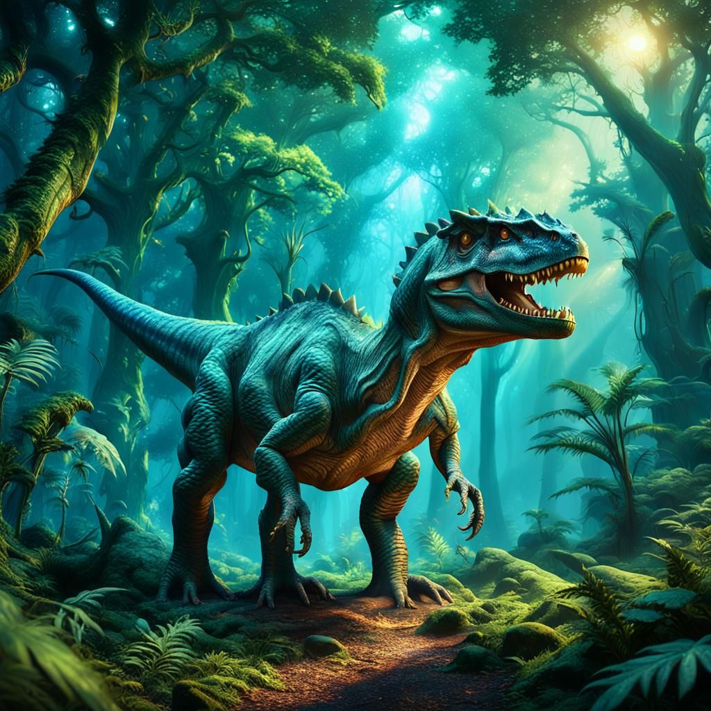 Dinosaur in Mystical Forest Concept Art