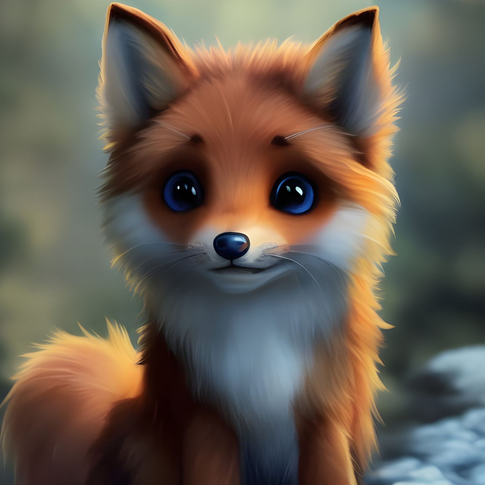 Adorable Baby Fox Portrait in Ghibli Style