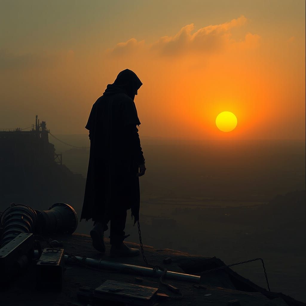 A Lone Figure in Desolate Landscapes