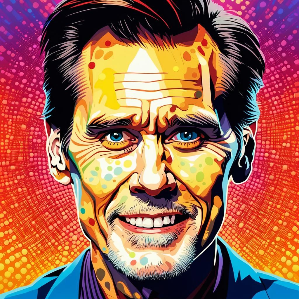 Pop Art Portrait of Comedian in Roy Lichtenstein Style