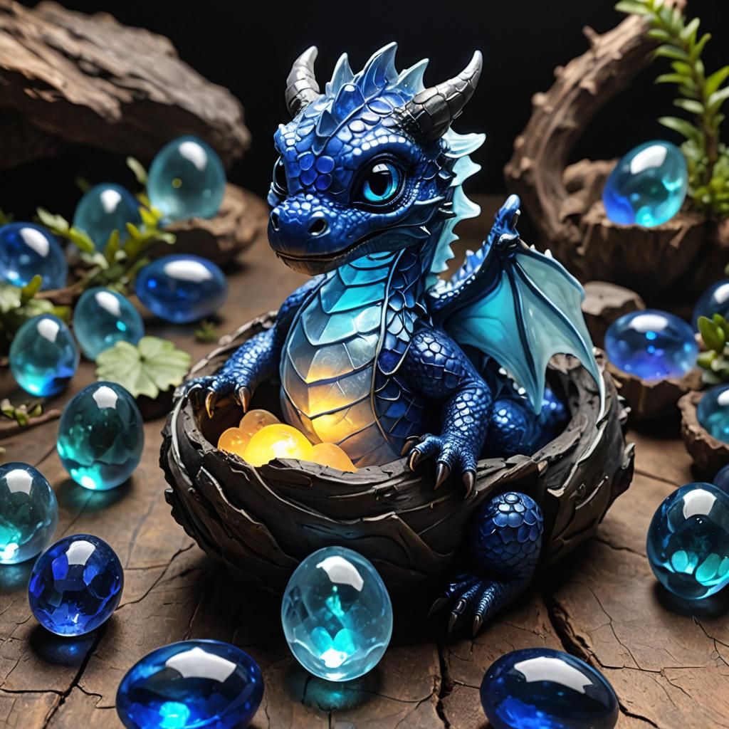 Glowing Sapphire Dragon Hatching