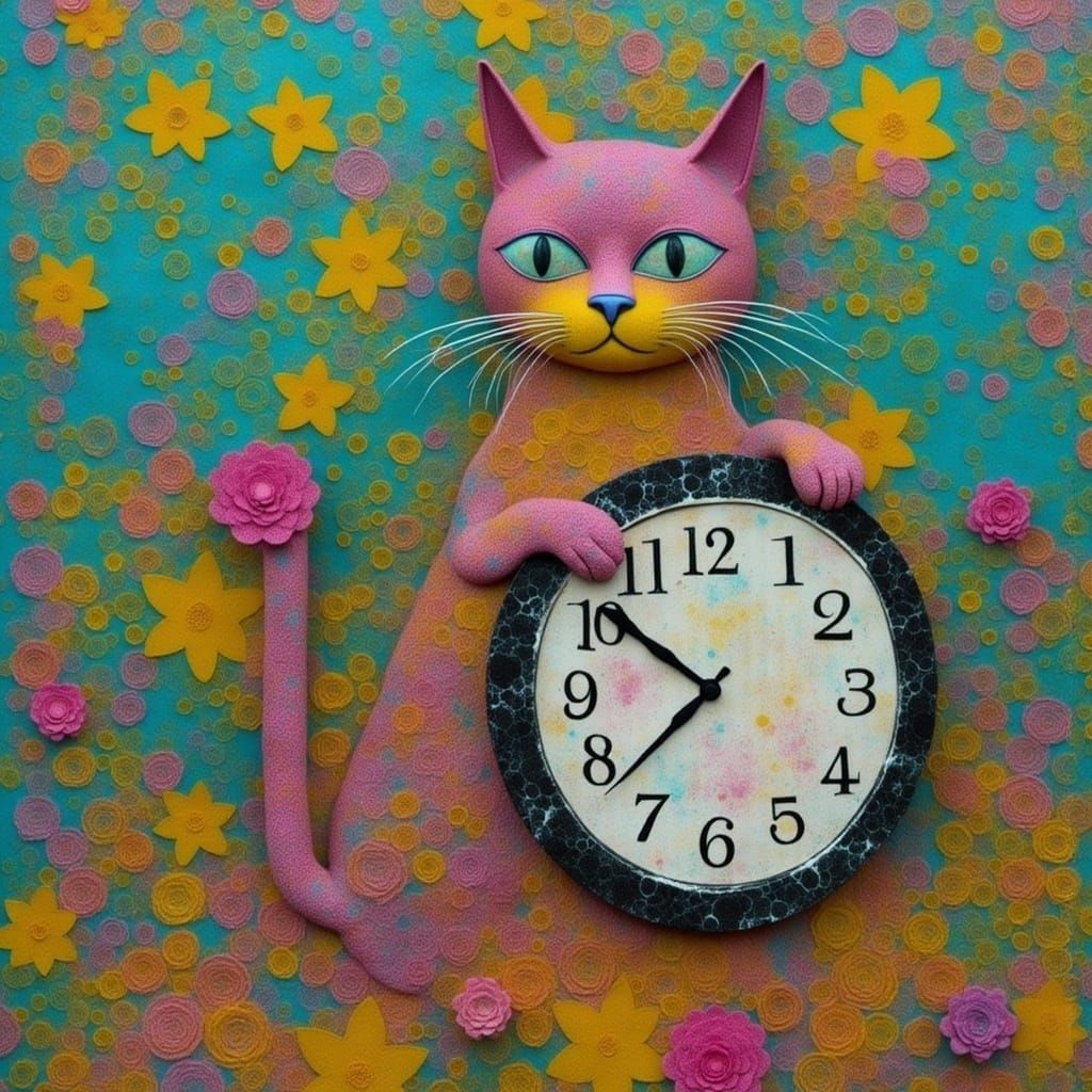 Cute Creature Holding Clock in Digital Illustration Style