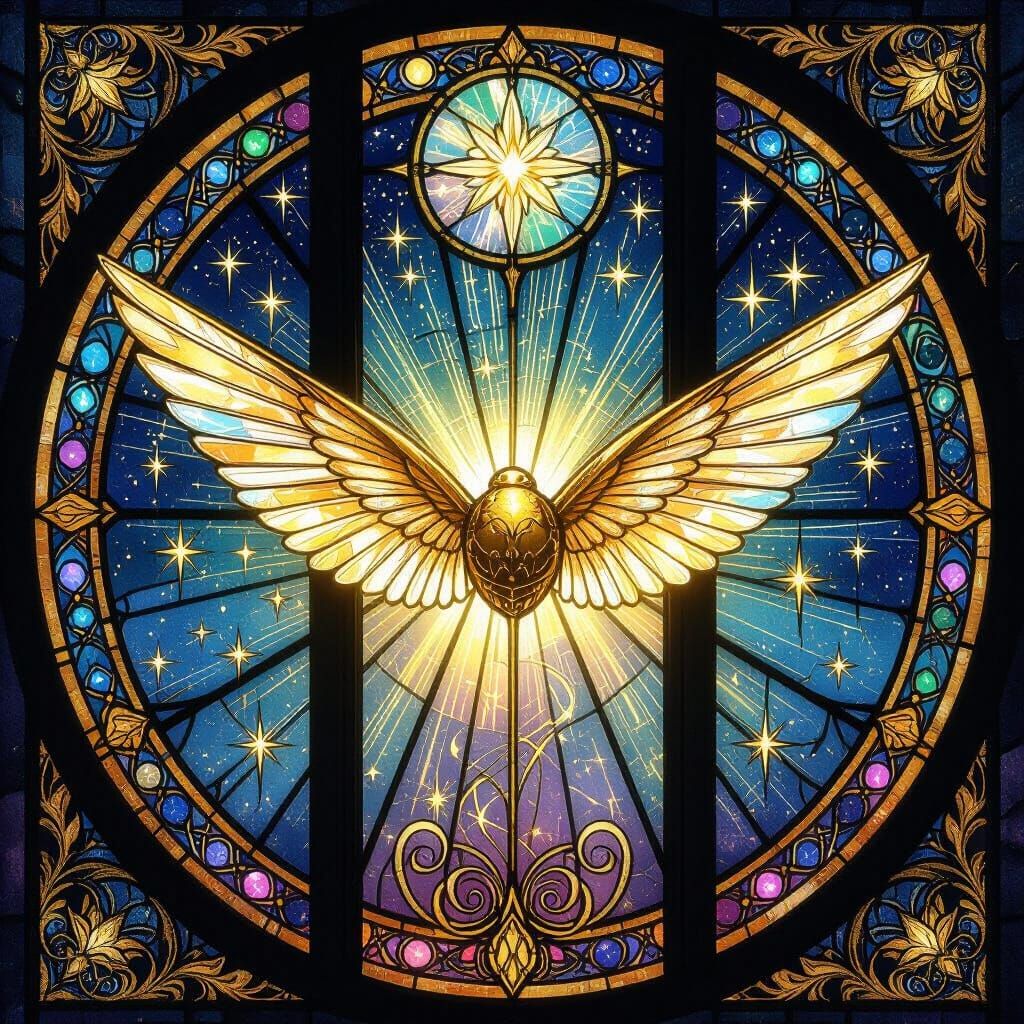 Golden Snitch Stained Glass Art Nouveau Style