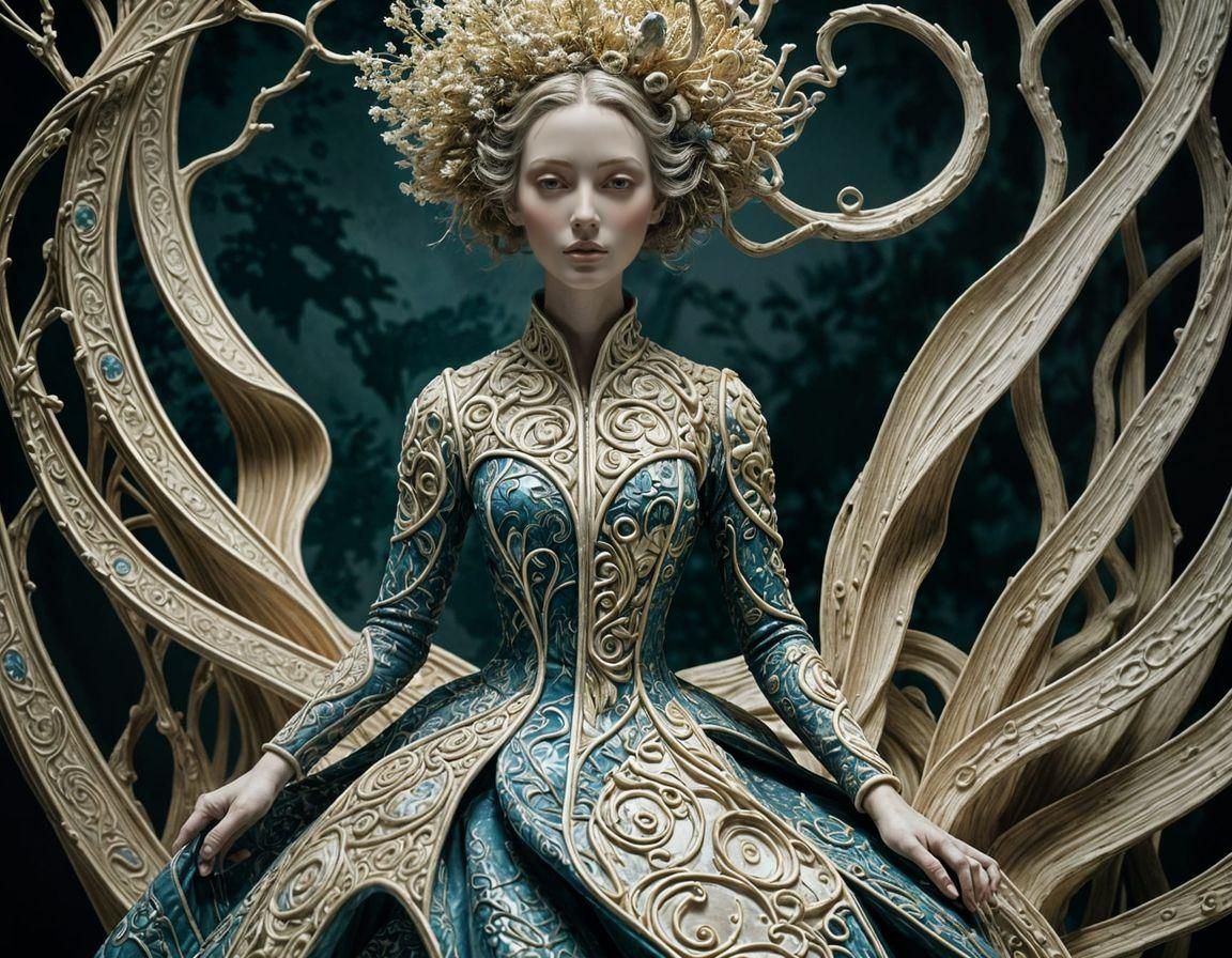 Surreal Ceramic Art: Feminine Form in Dreamscape