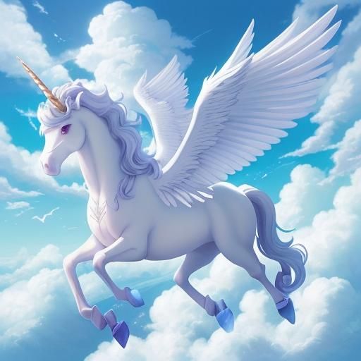 White Winged Unicorn in Anime Style
