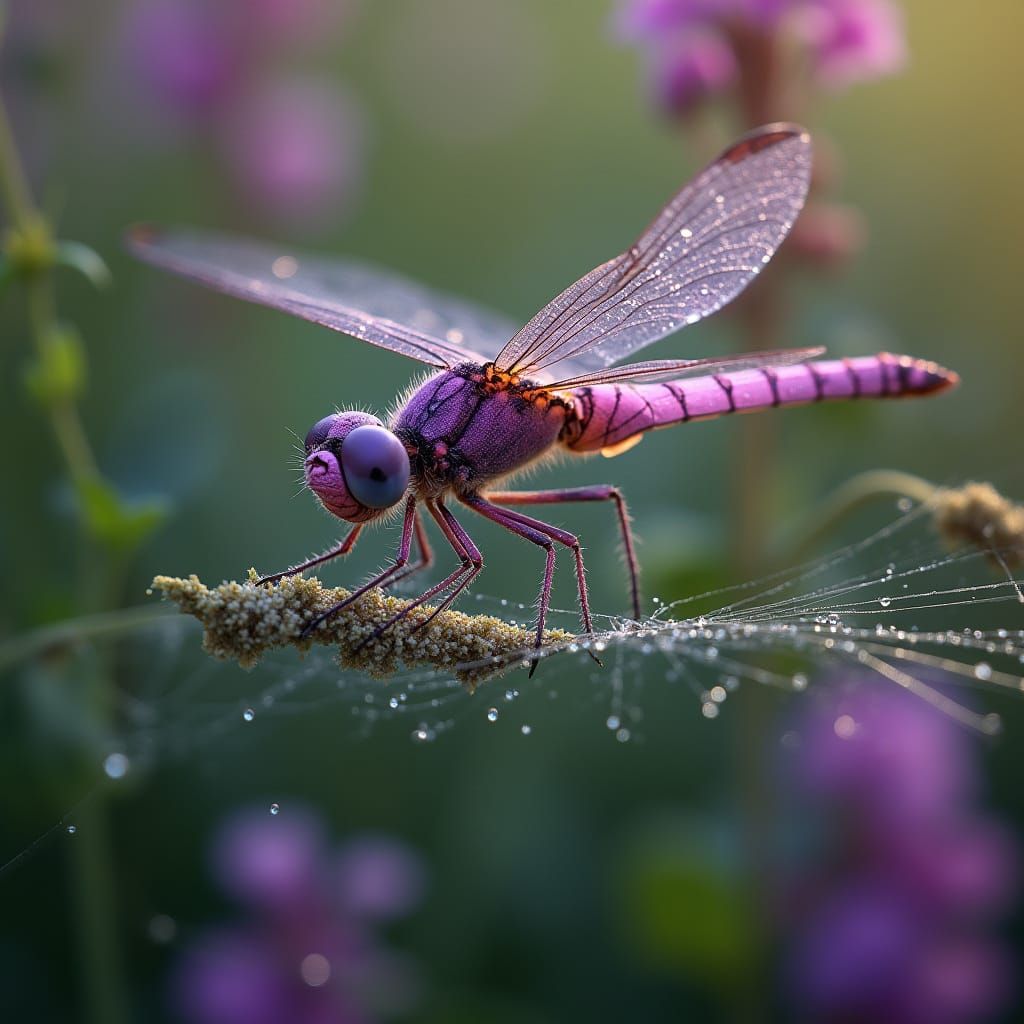 Hyperrealistic Dragonfly with Crystalline Wings