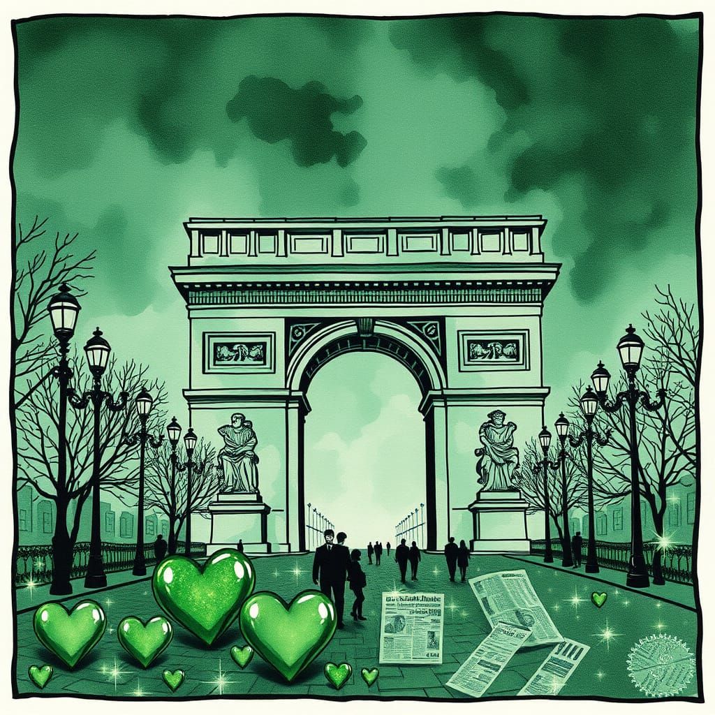 Arc de Triomphe in Junk Journal Comic Style
