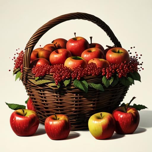 Abundant Apple Fruit Basket Still Life