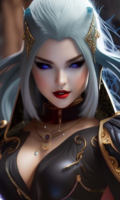 Vampire Goddess with Holy Aura in Digital Art