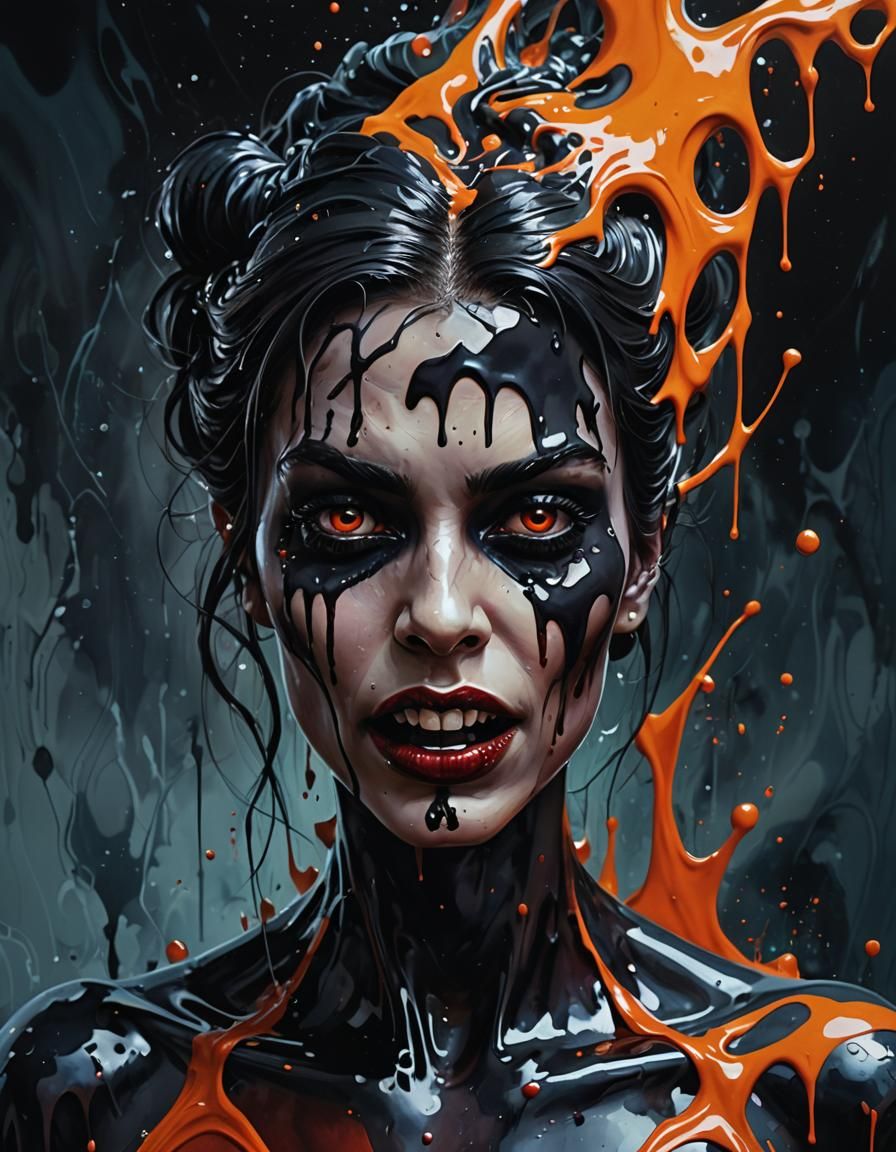 Haunting Vampire Woman in Halloween Splash Art