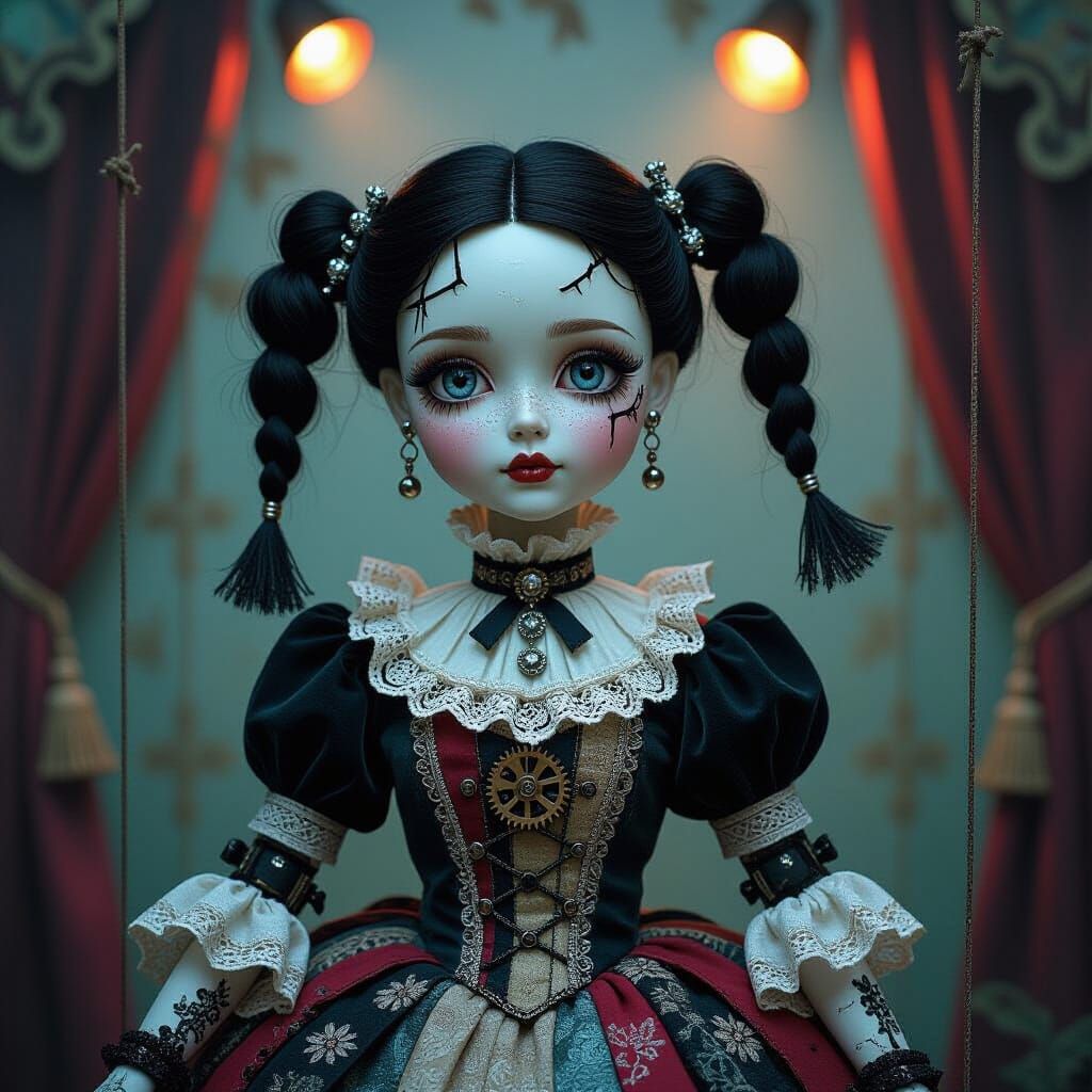 Steampunk Porcelain Doll in Puppet Theater