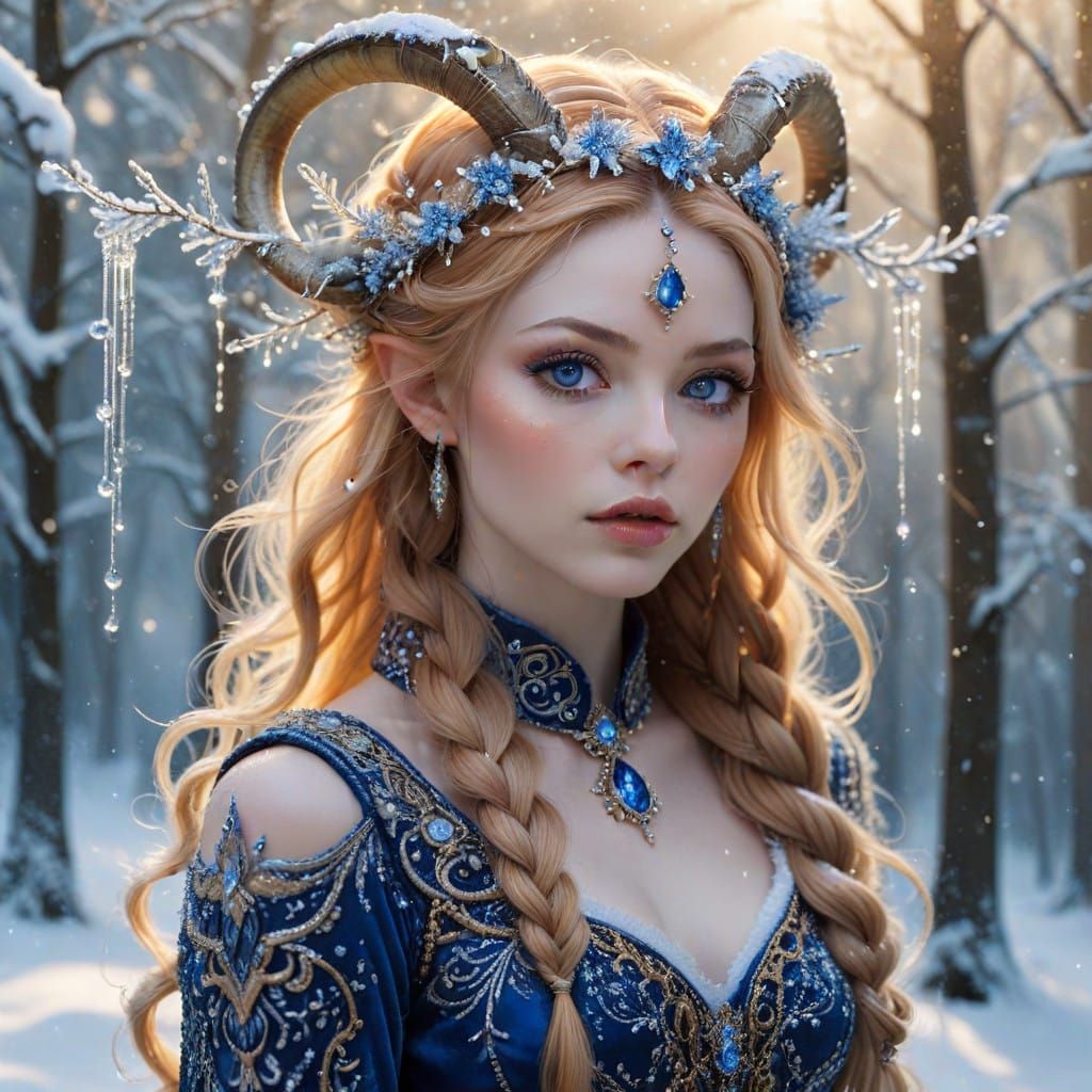Regal Faerie Queen in Whimsical Winter Wonderland