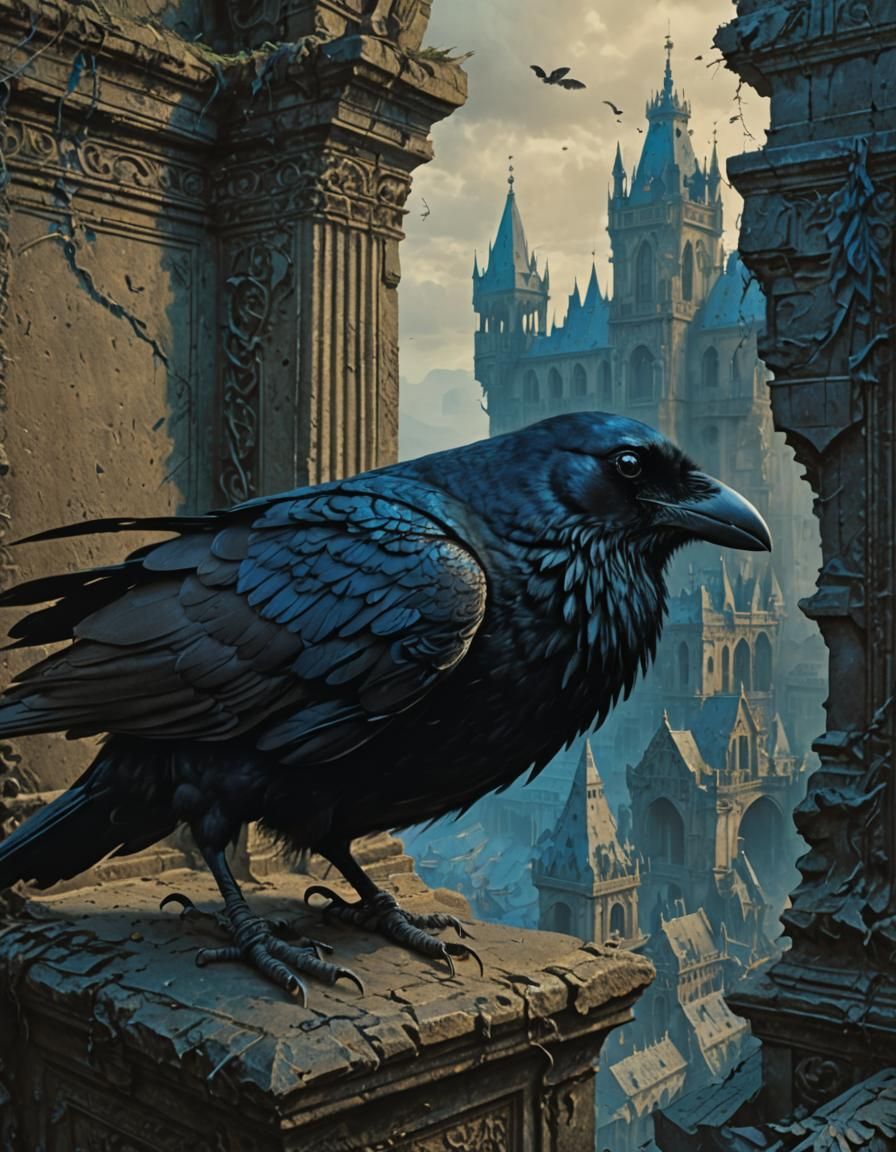 Crow in German Army Attire, Dark Fantasy Art