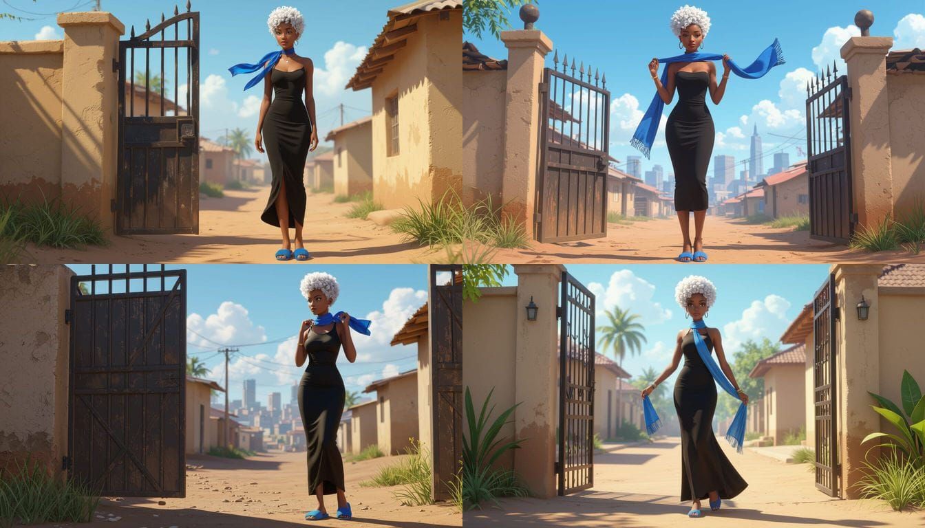 African Woman in Bodycon Dress in Bright City