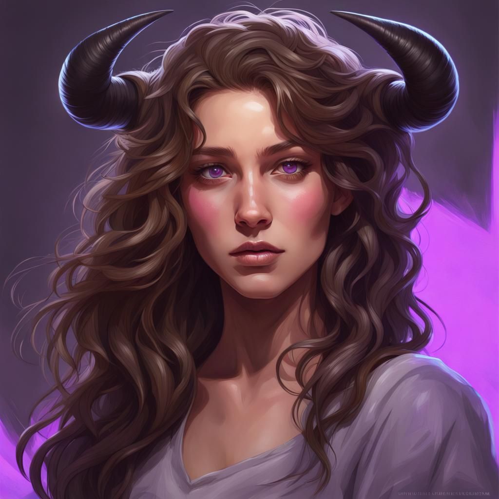 Portrait of Horned Girl in Artgerm Style
