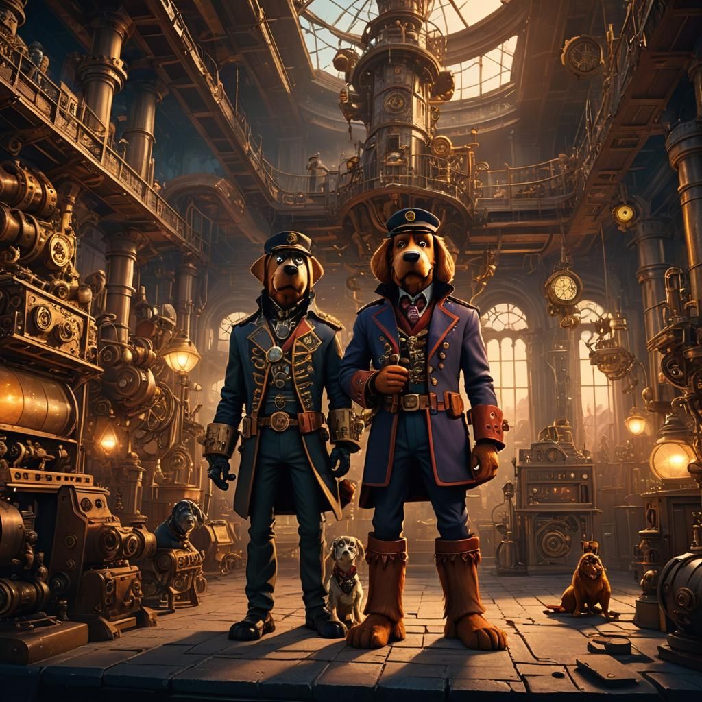 Dastardly and Muttley in a Steampunk Laboratory