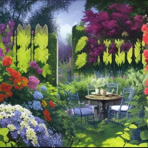 Idyllic English Country Garden in Bloom