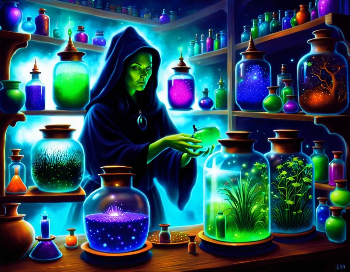 Whimsical Witch Potions in a Maximalist Style