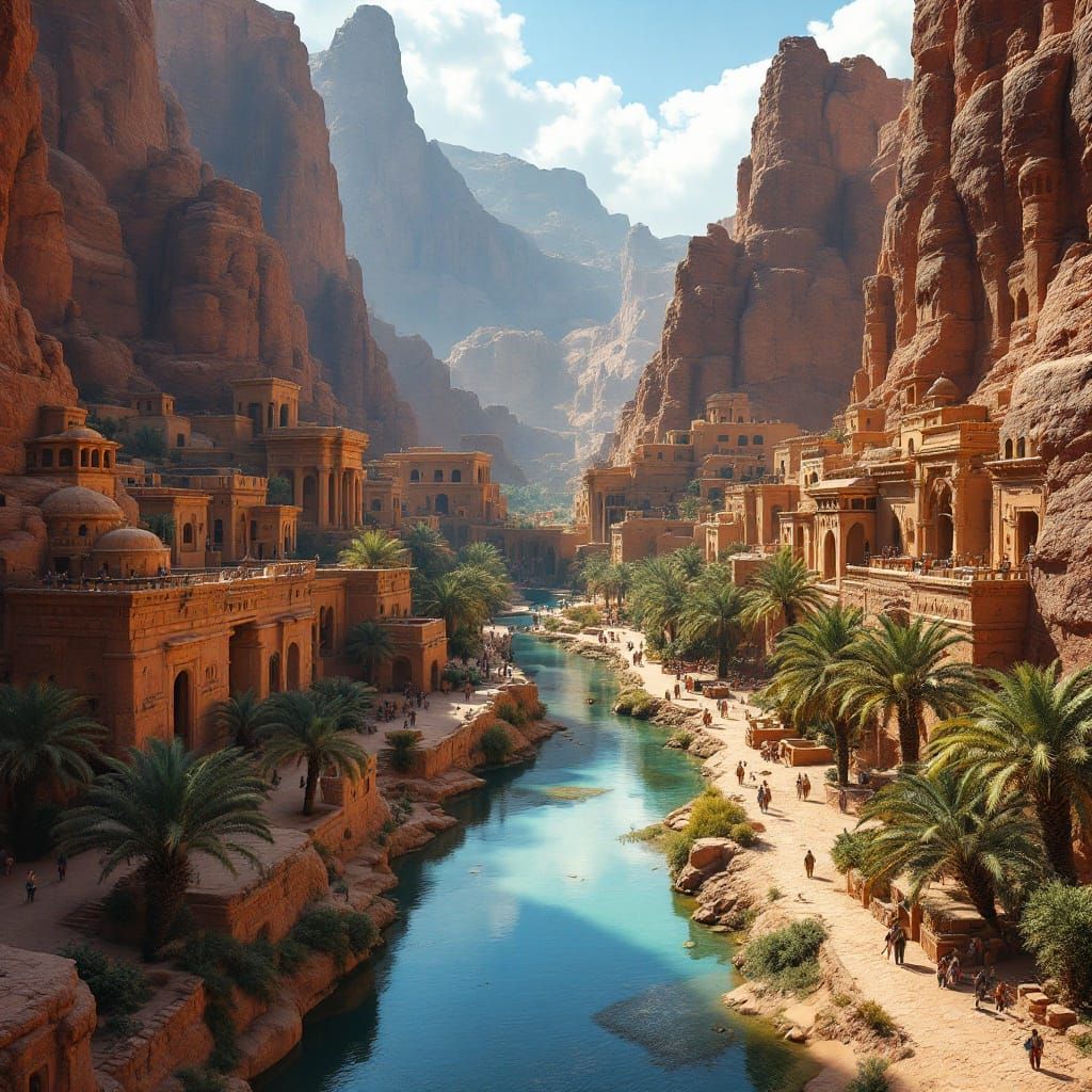 Ancient Petra Trading Hub in Vibrant Color