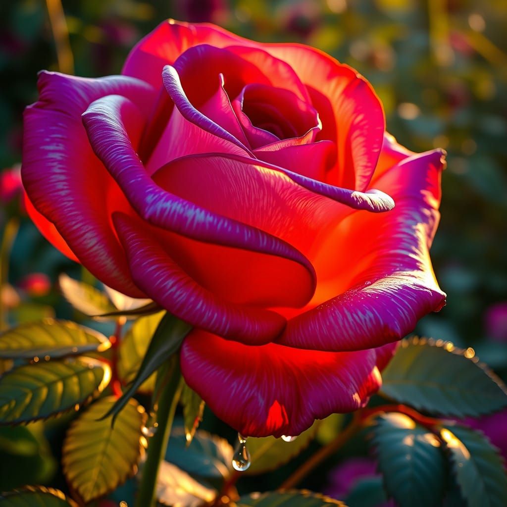 Hyper-Realistic Rose Blooms in a Serene Garden