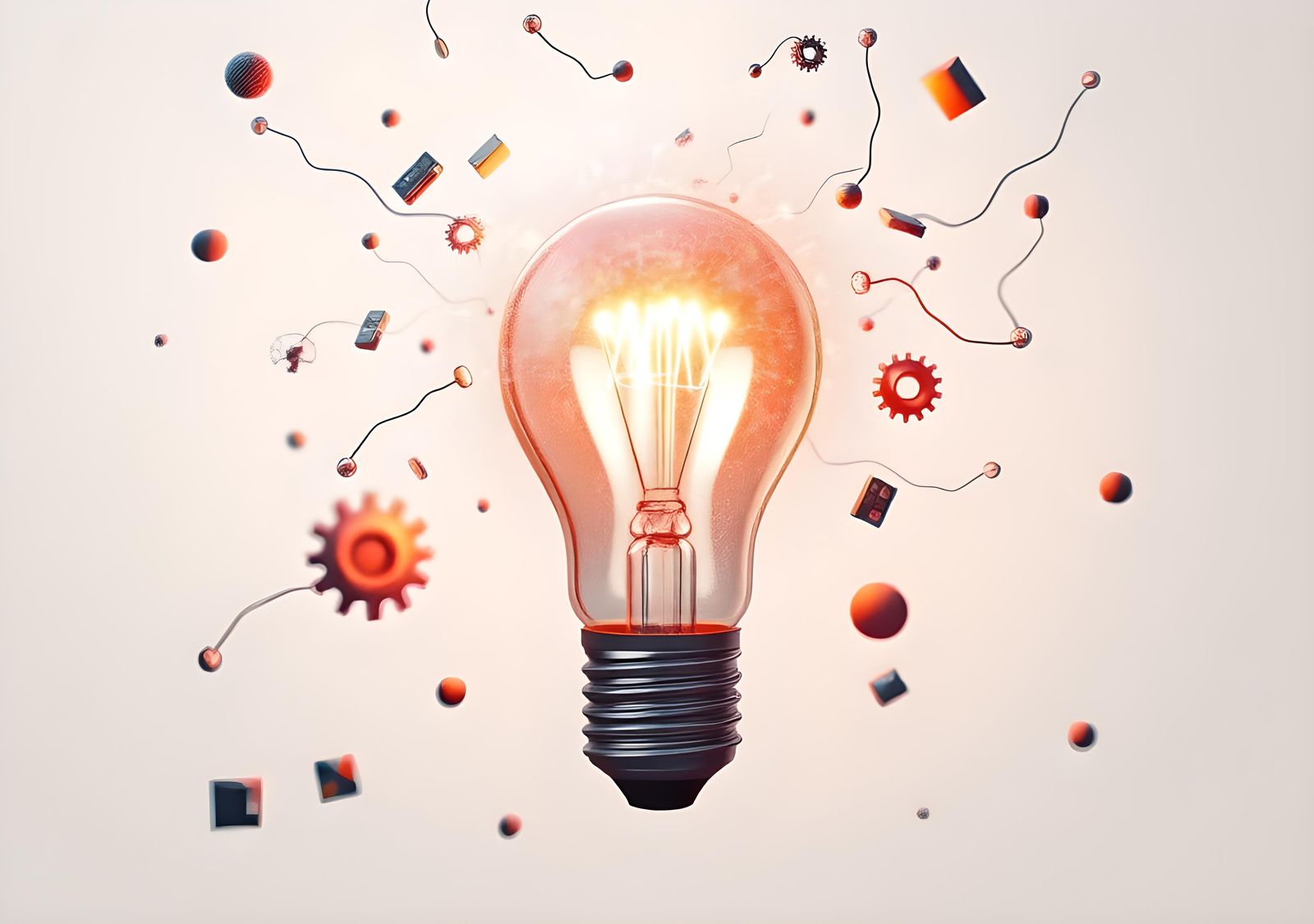 Idea Concept: Light Bulb with Technology Icons