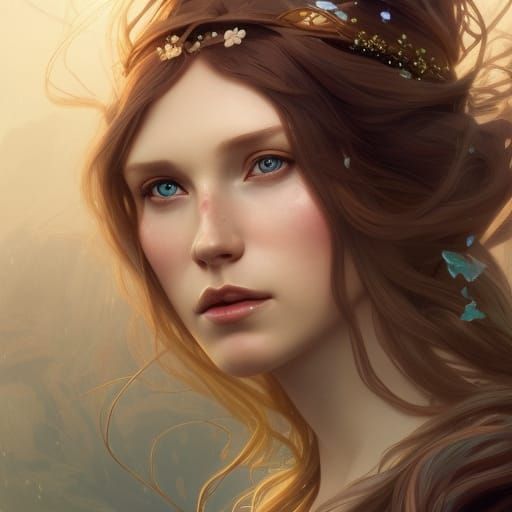Nordic Goddess Portrait in Art Nouveau Style