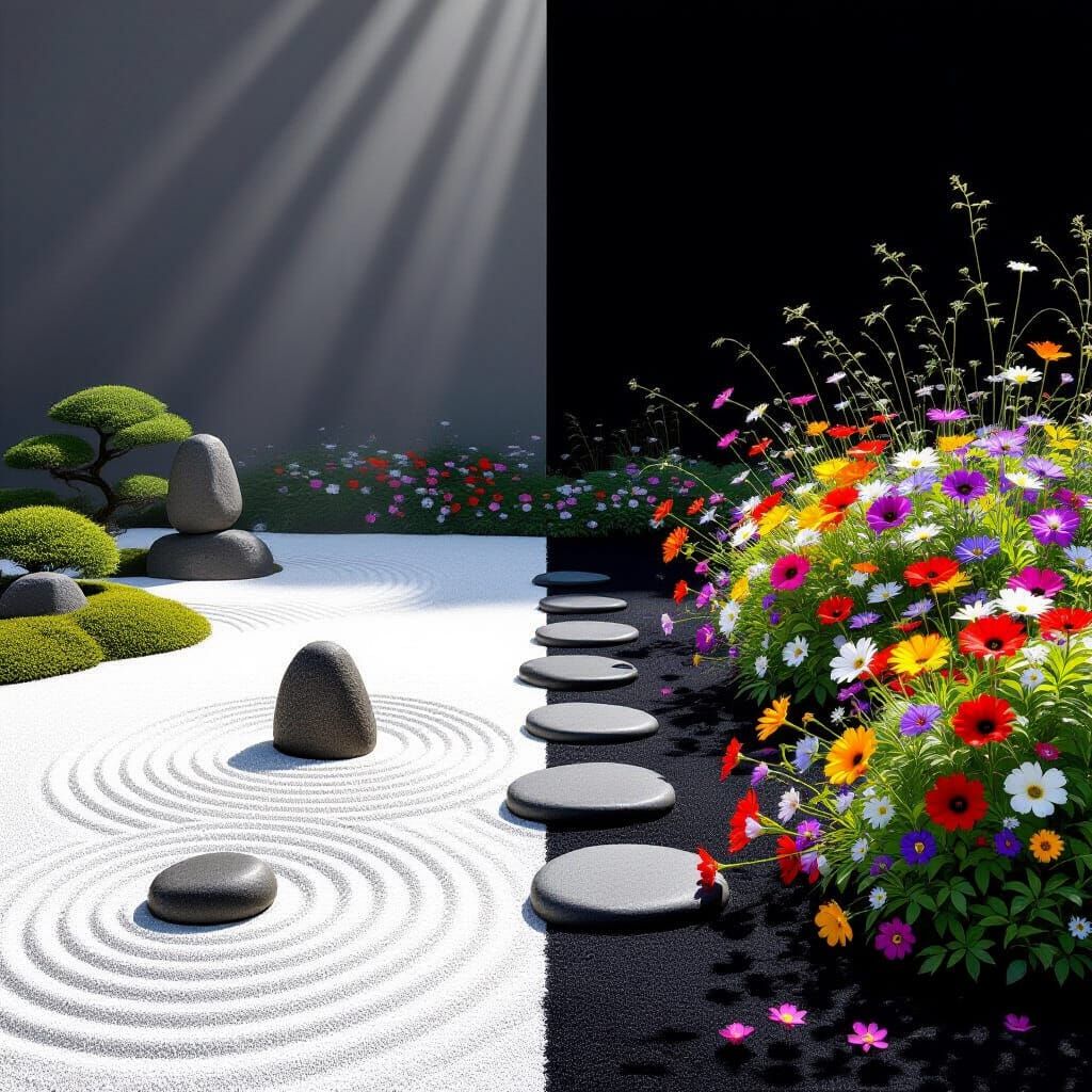 Zen Garden Divided: Order and Chaos in Minimalist Style